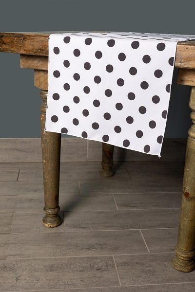 Specialty Polka Dots White with Black table runner
